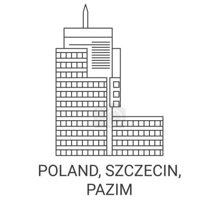 Ilustración de Polonia, Szczecin, Pazim viaje hito línea vector ilustración - Imagen libre de derechos