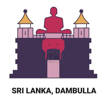 Téléchargez les illustrations : Sri Lanka, Dambulla, illustration vectorielle de ligne de repère de voyage - en licence libre de droit