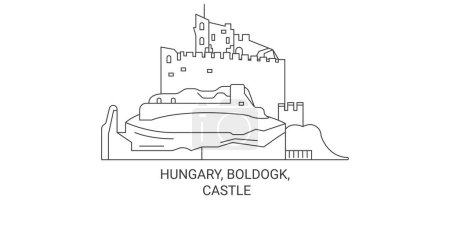Ilustración de Hungría, Boldogk, Castillo de viaje hito línea vector ilustración - Imagen libre de derechos
