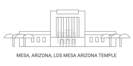 Illustration for United States, Mesa, Arizona, Lds Mesa Arizona Temple, travel landmark line vector illustration - Royalty Free Image