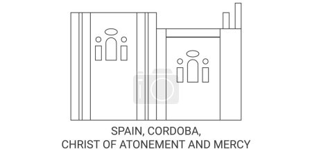 Illustration for Spain, Cordoba, Christ Of Atonement And Mercy travel landmark line vector illustration - Royalty Free Image