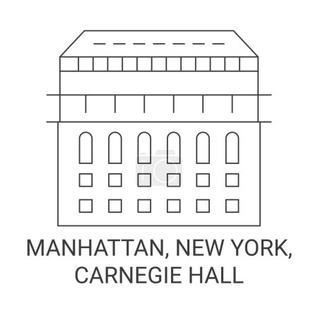 Illustration for United States, Manhattan, New York, Carnegie Hall travel landmark line vector illustration - Royalty Free Image
