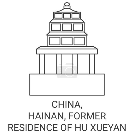 Téléchargez les illustrations : Chine, Hainan, Ancienne Résidence de Voyage Hu Xueyan illustration vectorielle de ligne historique - en licence libre de droit