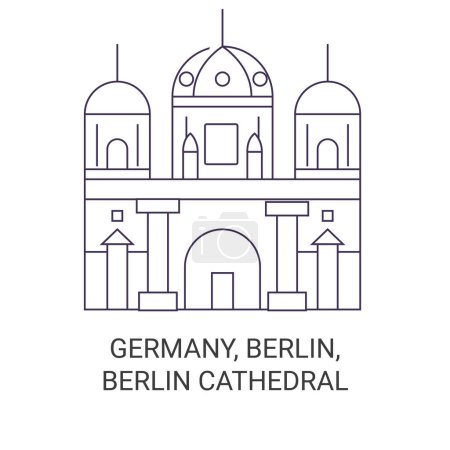 Téléchargez les illustrations : Allemagne, Berlin, Berlin Illustration vectorielle de ligne historique de voyage de la cathédrale - en licence libre de droit