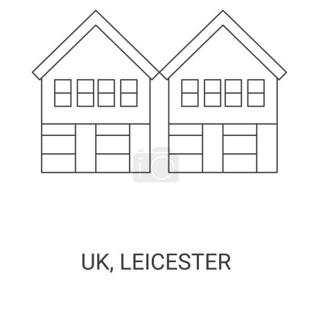 Illustration for England, Leicester travel landmark line vector illustration - Royalty Free Image