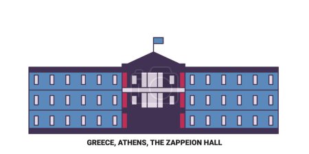 Ilustración de Grecia, Atenas, El Zappeion Hall recorrido hito línea vector ilustración - Imagen libre de derechos