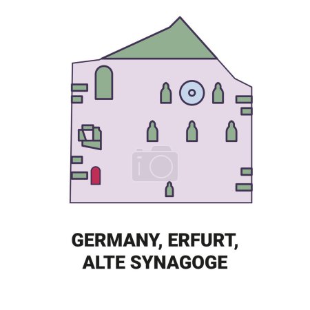 Téléchargez les illustrations : Allemagne, Erfurt, Alte Synagoge Voyage illustration vectorielle de ligne historique - en licence libre de droit