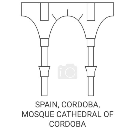 Illustration for Spain, Cordoba,Mosquecathedral Of Cordoba travel landmark line vector illustration - Royalty Free Image