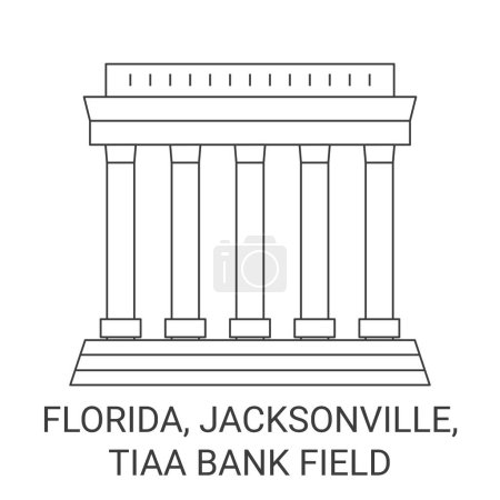 Téléchargez les illustrations : États-Unis, Floride, Jacksonville, Tiaa Bank Illustration vectorielle de ligne de voyage sur le terrain - en licence libre de droit