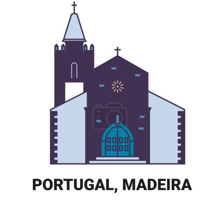 Ilustración de Portugal, Madeira, ilustración del vector de línea de referencia de viaje - Imagen libre de derechos