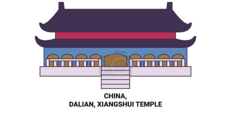 Ilustración de China, Dalian, Xiangshui Templo viaje hito línea vector ilustración - Imagen libre de derechos