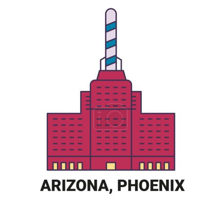Illustration for United States, Arizona, Phoenix travel landmark line vector illustration - Royalty Free Image