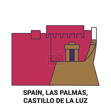 Illustration for Spain, Las Palmas, Castillo De La Luz travel landmark line vector illustration - Royalty Free Image