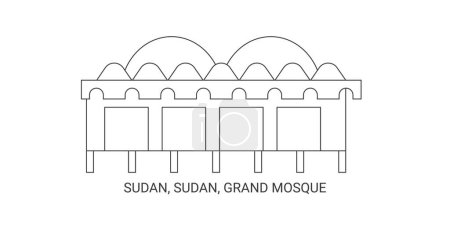 Illustration for Sudan, Sudan, Grand Mosque, travel landmark line vector illustration - Royalty Free Image