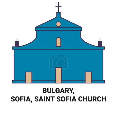 Téléchargez les illustrations : Bulagara, Sofia, Sainte Sofia Eglise Voyage illustration vectorielle ligne historique - en licence libre de droit