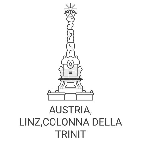 Téléchargez les illustrations : Autriche, Linz, Colonna Della Illustration vectorielle de ligne de voyage Trinit - en licence libre de droit