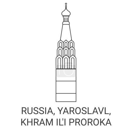Téléchargez les illustrations : Russie, Yaroslavl, Khram Ili Proroka voyages illustration vectorielle de ligne historique - en licence libre de droit