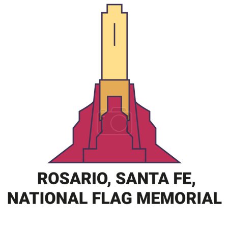Ilustración de Estados Unidos, Rosario, Santa Fe, National Flag Memorial viaje hito línea vector ilustración - Imagen libre de derechos