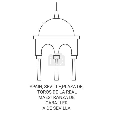 Illustration for Spain, Seville,Plaza De, Toros De La Real Maestranza De Caballera De Sevilla travel landmark line vector illustration - Royalty Free Image