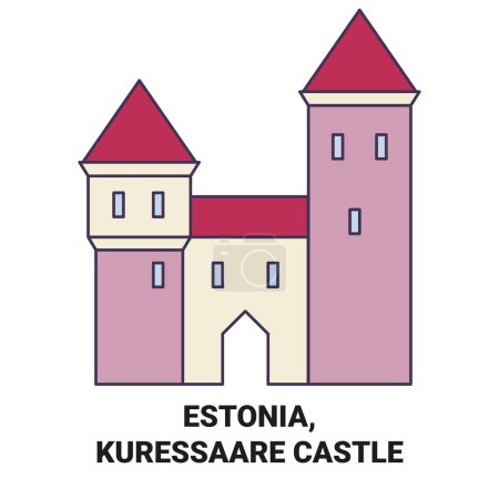 Illustration for Estonia, Kuressaare Castle travel landmark line vector illustration - Royalty Free Image