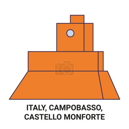 Ilustración de Italia, Campobasso, Castello Monforte recorrido hito línea vector ilustración - Imagen libre de derechos