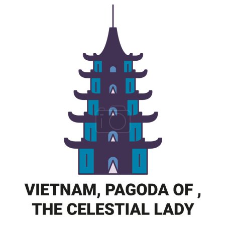 Illustration for Vietnam, Pagoda Of , The Celestial Lady travel landmark line vector illustration - Royalty Free Image