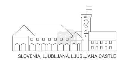 Slowenien, Ljubljana, Burg von Ljubljana, Illustration des Linienvektors