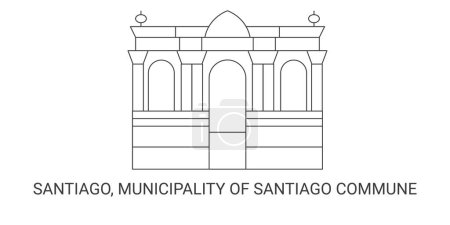 Illustration for Chile, Santiago, Municipality Of Santiago Commune, travel landmark line vector illustration - Royalty Free Image