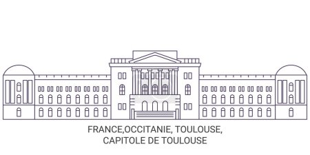 Ilustración de Francia, Occitanie, Toulouse, Capitole De Toulouse viaje hito línea vector ilustración - Imagen libre de derechos