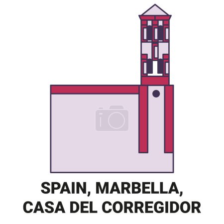 Illustration for Spain, Marbella, Casa Del Corregidor travel landmark line vector illustration - Royalty Free Image