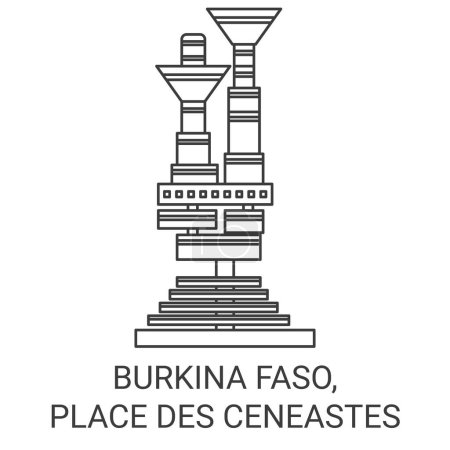 Téléchargez les illustrations : Burkina Faso, illustration vectorielle vectorielle de ligne de voyage de la Place Des Ceneastes - en licence libre de droit