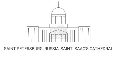 Illustration for Russia, Saint Petersburg, Saint Isaacs Cathedral, travel landmark line vector illustration - Royalty Free Image