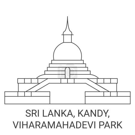 Ilustración de Sri Lanka, Kandy, Viharamahadevi Park recorrido hito línea vector ilustración - Imagen libre de derechos