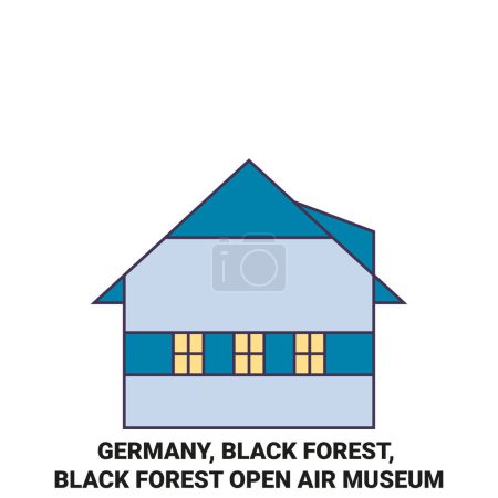 Illustration for Germany, Black Forest, Black Forest Open Air Museum travel landmark line vector illustration - Royalty Free Image