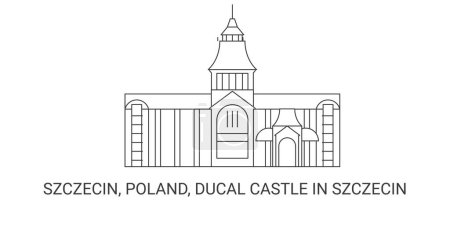 Illustration for Poland, Szczecin, Ducal Castle In Szczecin, travel landmark line vector illustration - Royalty Free Image