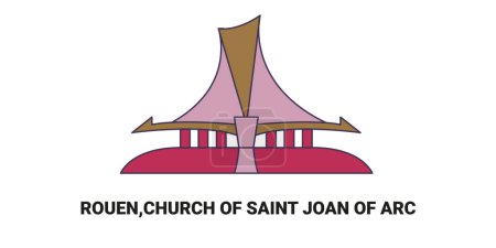 Ilustración de Francia, Rouen, Iglesia de Santa Juana de Arco, ilustración de vector de línea hito de viaje - Imagen libre de derechos
