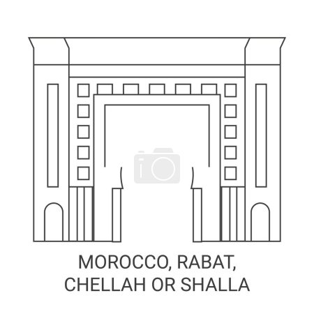 Ilustración de Marruecos, Rabat, Chellah o Shalla recorrido hito línea vector ilustración - Imagen libre de derechos