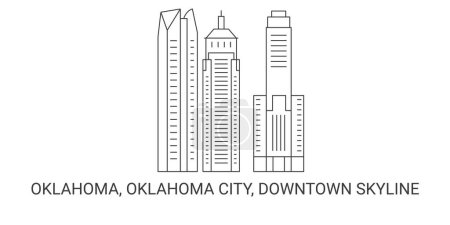 Illustration for United States, Oklahoma City, Downtown Skyline, travel landmark line vector illustration - Royalty Free Image