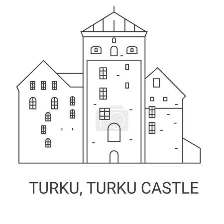 Ilustración de Finlandia, Turku, Castillo de Turku, ilustración de vector de línea hito de viaje - Imagen libre de derechos