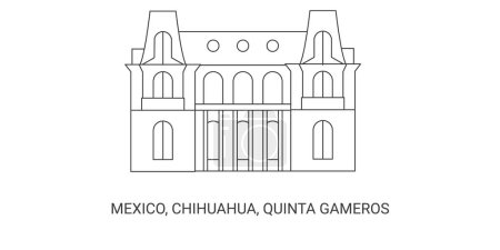 Ilustración de México, Chihuahua, Quinta Gameros, ilustración de vector de línea de referencia de viaje - Imagen libre de derechos