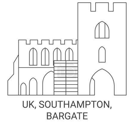 Illustration for England, Southampton, Bargate travel landmark line vector illustration - Royalty Free Image