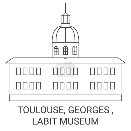 Illustration for France, Toulouse, Georges , Labit Museum travel landmark line vector illustration - Royalty Free Image