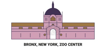 Illustration for United States, Bronx, New York, Zoo Center, travel landmark line vector illustration - Royalty Free Image