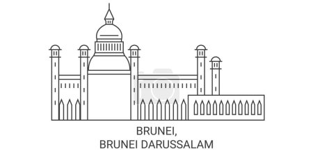 Ilustración de Brunei, Brunei Darussalam recorrido hito línea vector ilustración - Imagen libre de derechos