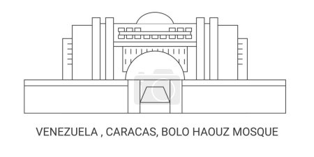 Ilustración de Venezuela, Caracas, Mezquita Bolo Haouz, recorrido hito línea vector ilustración - Imagen libre de derechos
