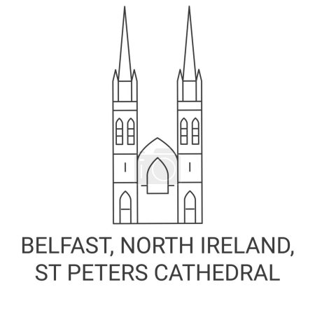 Illustration for Ireland, Belfast, St Peters Cathedral travel landmark line vector illustration - Royalty Free Image