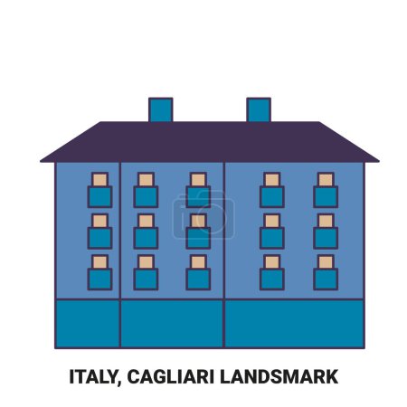 Illustration for Italy, Cagliari, Travels Landsmark travel landmark line vector illustration - Royalty Free Image