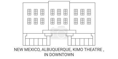 Illustration for United States, New Mexico, Albuquerque, Kimo Theatre , In Downtown travel landmark line vector illustration - Royalty Free Image