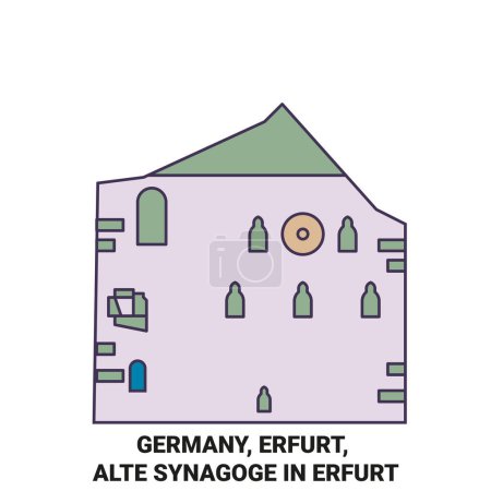 Téléchargez les illustrations : Allemagne, Erfurt, Alte Synagoge Illustration vectorielle de ligne de chemin de fer à Erfurt - en licence libre de droit