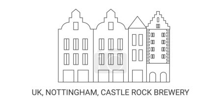 Téléchargez les illustrations : Angleterre, Nottingham, Castle Rock Brewery, illustration vectorielle de ligne de repère de voyage - en licence libre de droit